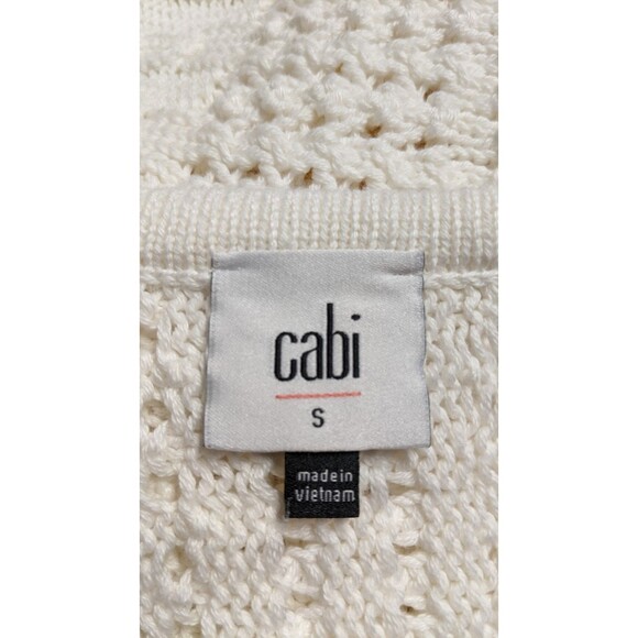 Women's CAbi #5803 Cream Fringe Fiesta Poncho Sweater Top Small EXCELLENT!! - Picture 10 of 12